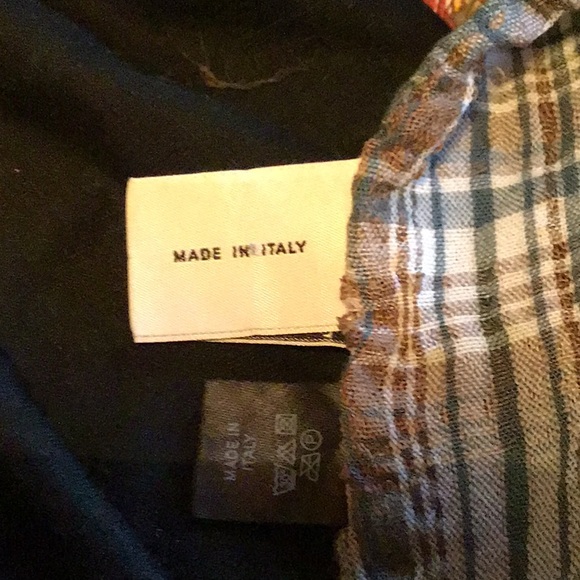 Italian Blue/Copper/Brown/White Plaid Long Scarf - Picture 3 of 5